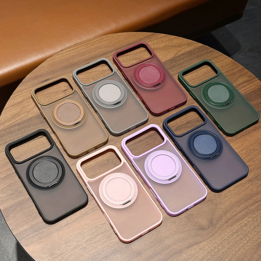 Customized Magnetic Bracket Phone Case-Transparent Anti-Drop Protective Cover for iPhone 17 16...Pro Max Plus, Phone Accessories