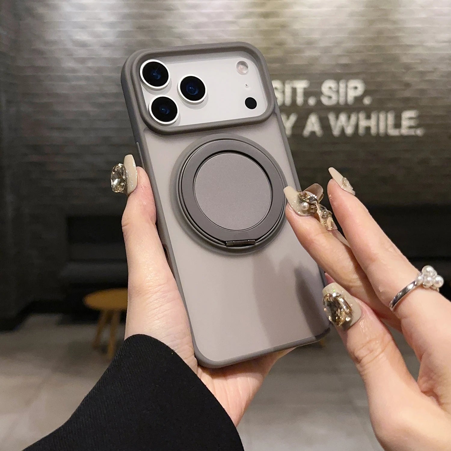 Customized Magnetic Bracket Phone Case-Transparent Anti-Drop Protective Cover for iPhone 17 16...Pro Max Plus, Phone Accessories