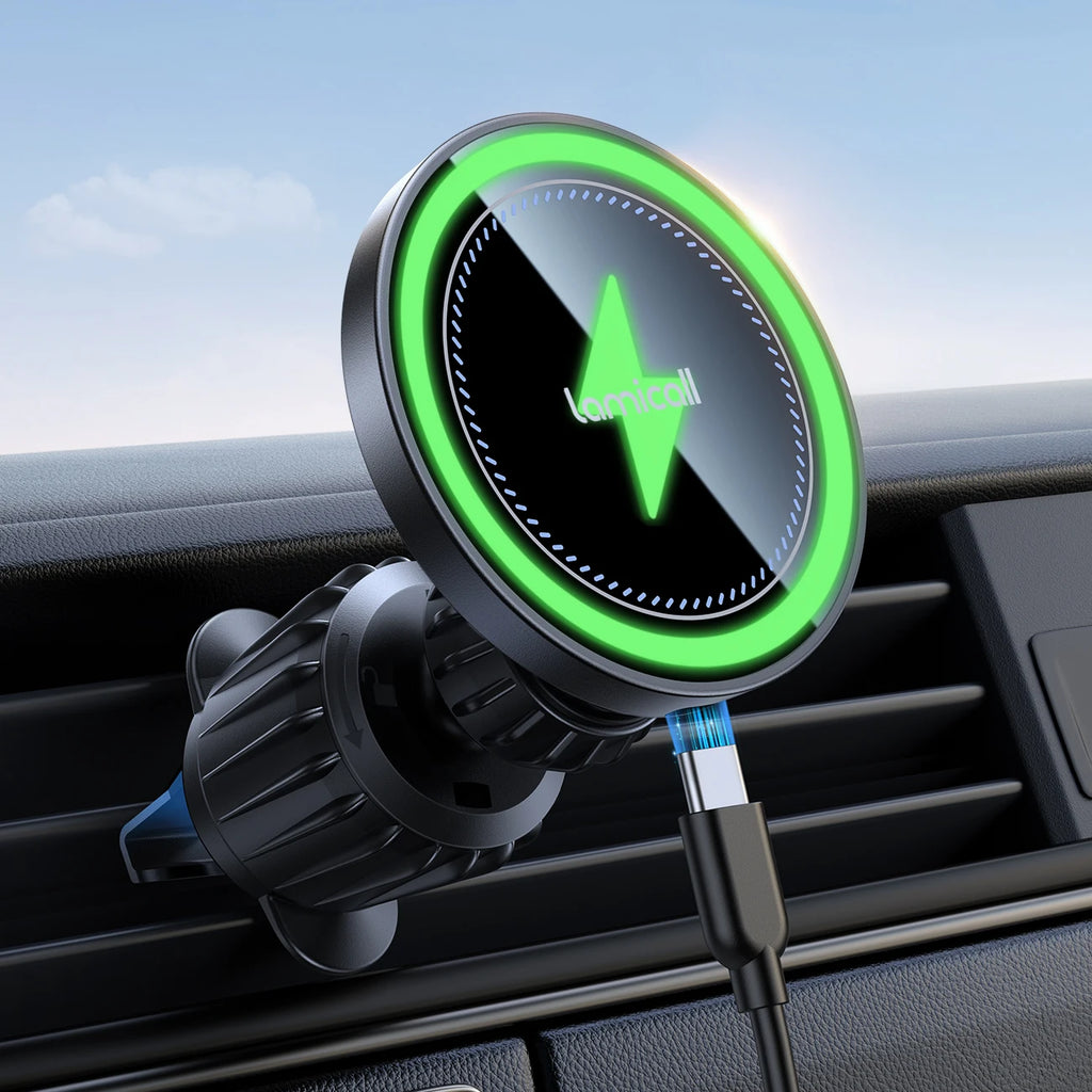 Lamicall STCV09 Ultra 15W Fast Wireless Car Charger Magnetic Phone Mount Auto Align Air Vent Holder for Charging Mobile Auto