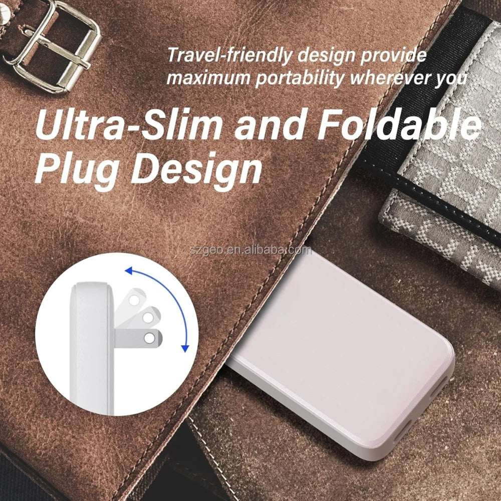 65W Ultra-Slim Dual Port Type-C PD Fast Charging Kit Portable Wall Charger with Multiple Protection for iPhone Fast Charger Kit