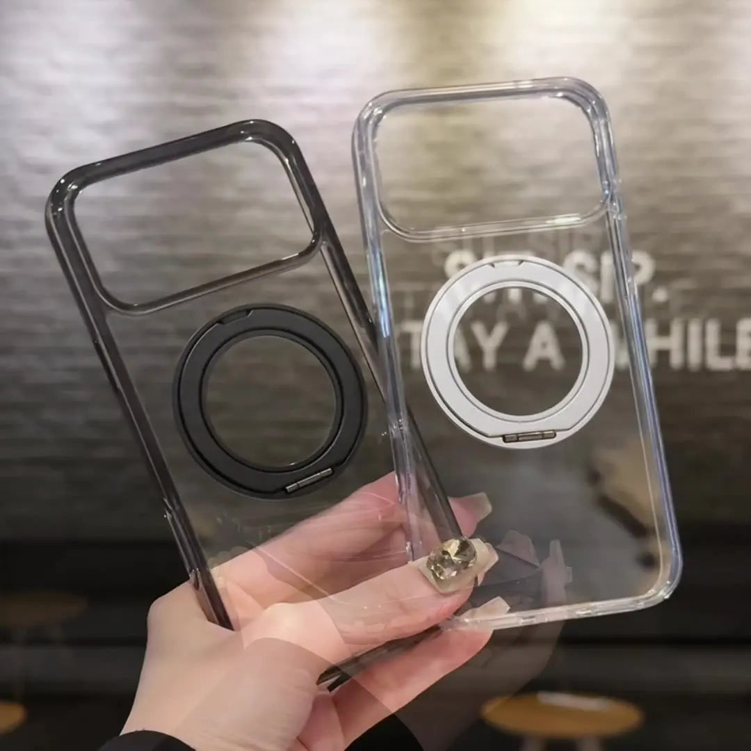 Transparent TPU Silicone Phone Case with Magnetic Bracket-Customized Anti-Drop for iPhone 17/16/XR... Pro Max, Phone Accessories