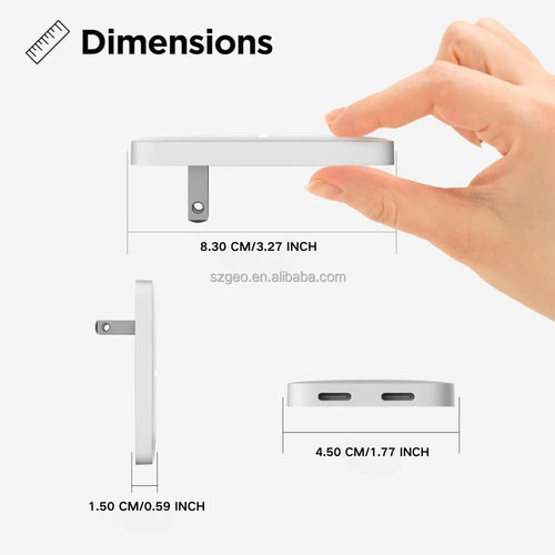 65W Ultra-Slim Dual Port Type-C PD Fast Charging Kit Portable Wall Charger with Multiple Protection for iPhone Fast Charger Kit