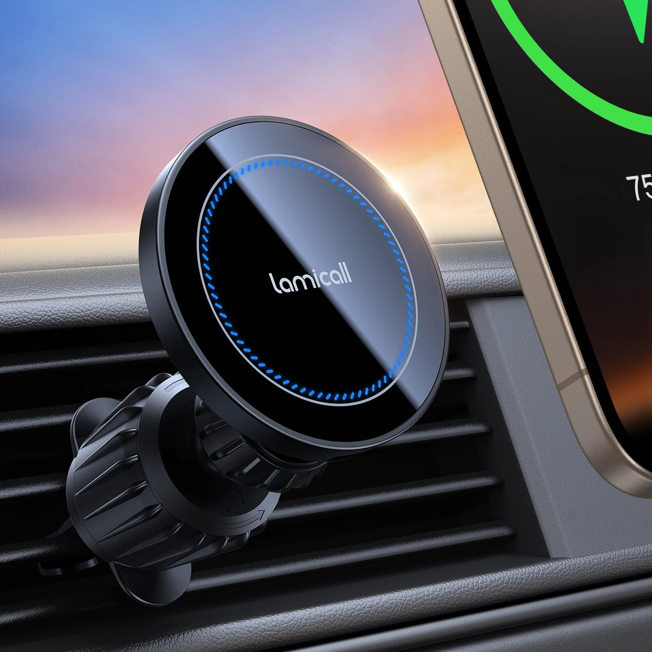 Lamicall STCV09 Ultra 15W Fast Wireless Car Charger Magnetic Phone Mount Auto Align Air Vent Holder for Charging Mobile Auto