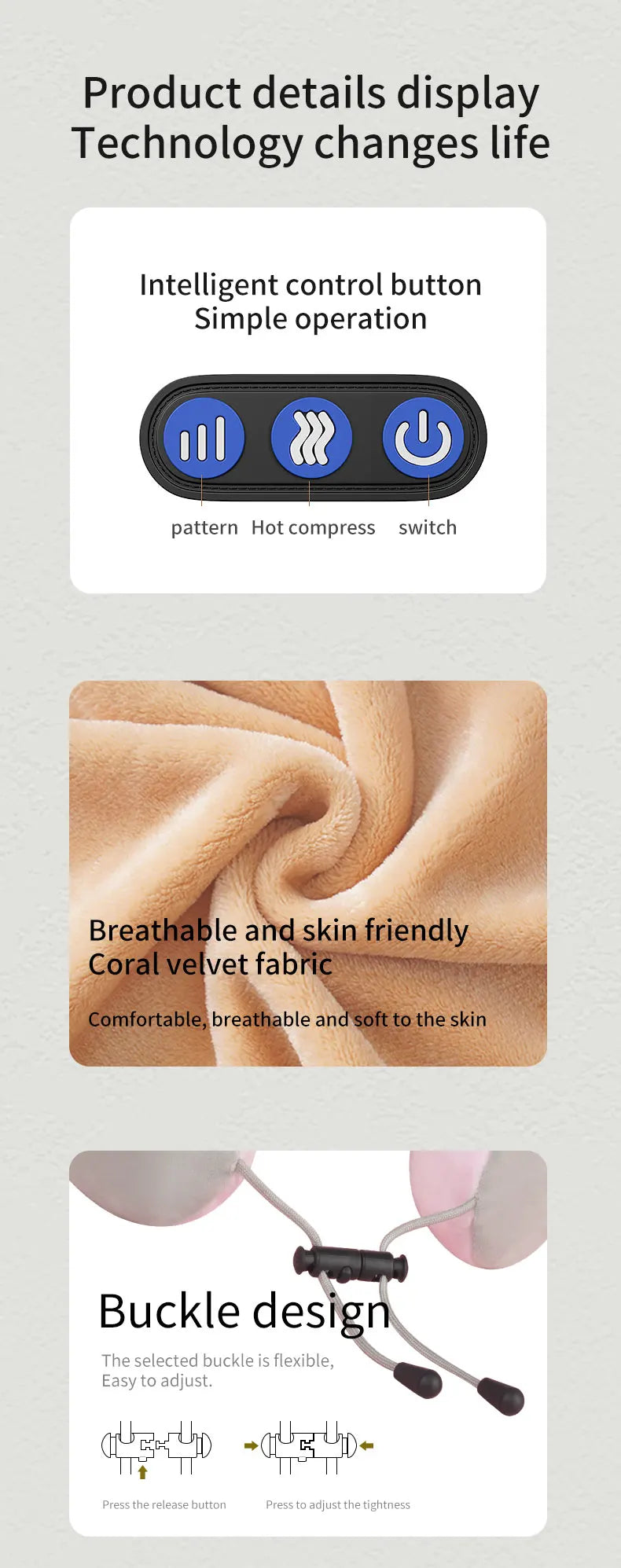 U-shaped neck massager, USB charging portable home car travel electric pillow suitable for relaxing the neck and shoulders
