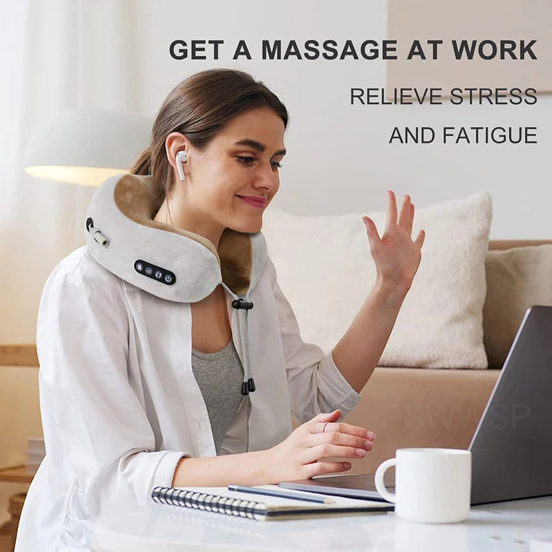 U-shaped neck massager, USB charging portable home car travel electric pillow suitable for relaxing the neck and shoulders