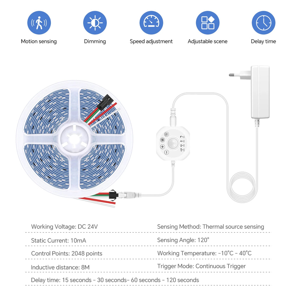 WS2811 LED Strip Ceiling Horse Race Chase Track Light 5/10M PIR Motion Sensor LED Tape Diode Ribbon For Room Night Corridor Lamp