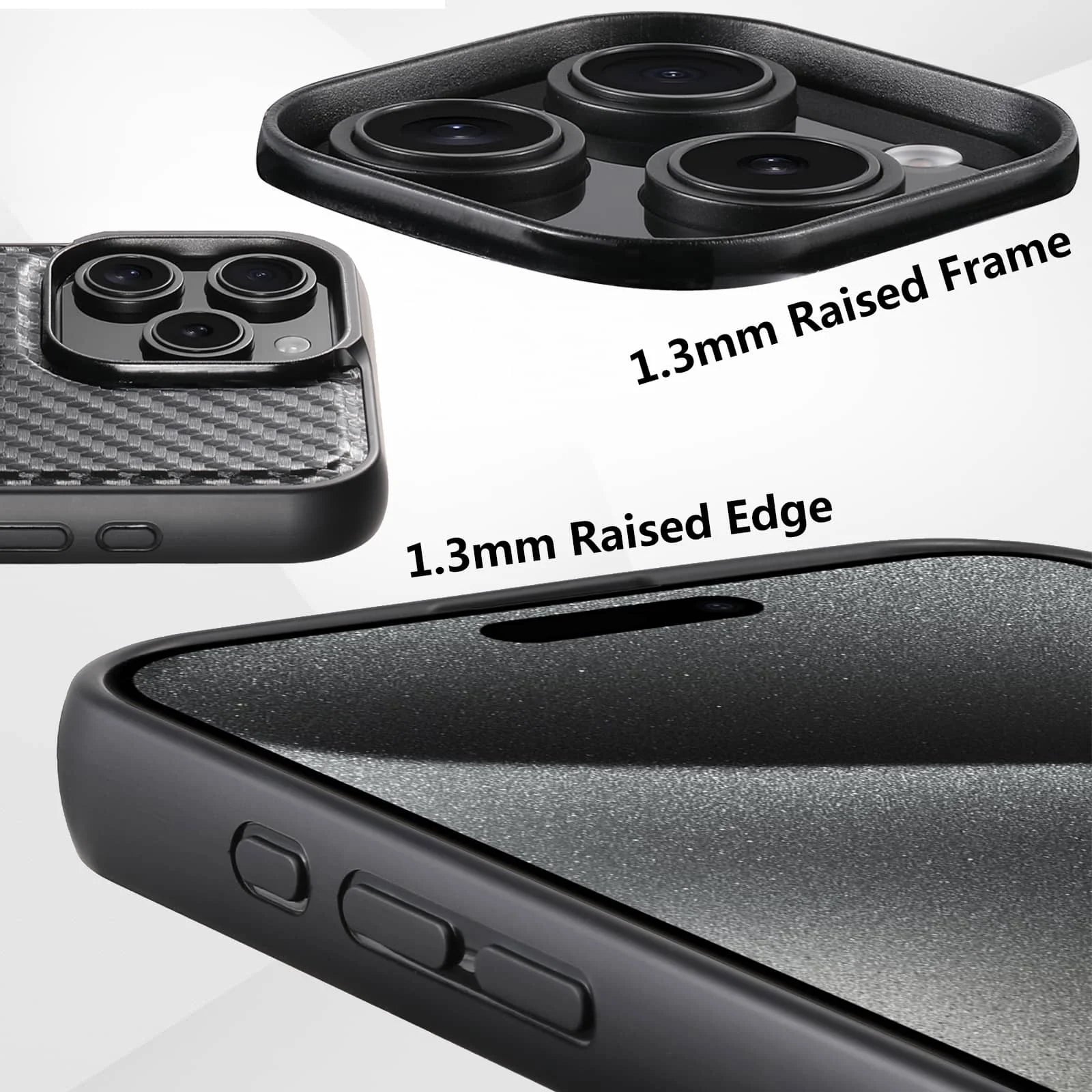 For iPhone 16 15 14 13 12 Pro Max Carbon Fiber Case, Compatible with Magnetic Built in Kickstand Shockproof Protective Cover